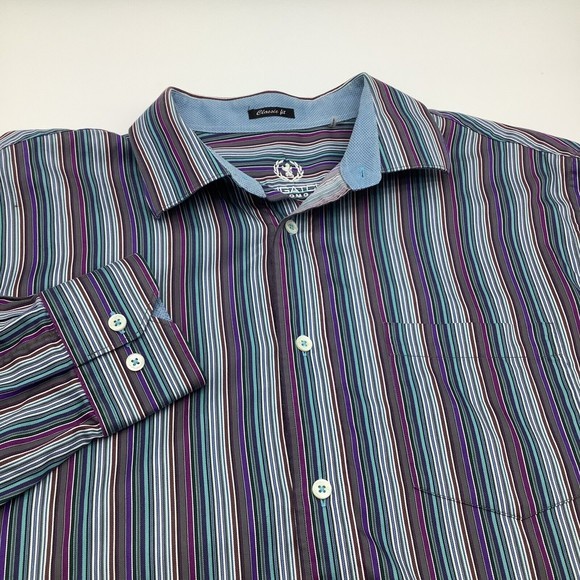 Bugatchi Mens Classic Fit Long‎ Sleeve Button Up Shirt Striped Size XL - Picture 4 of 8
